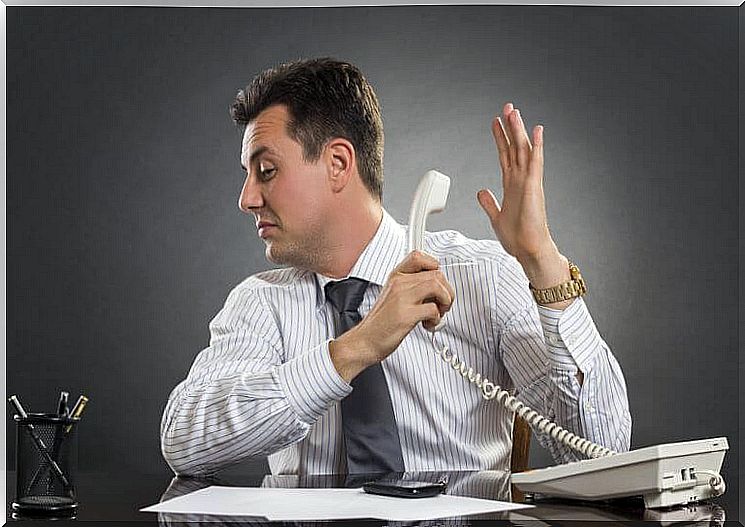 Man shows emotional strength on the phone