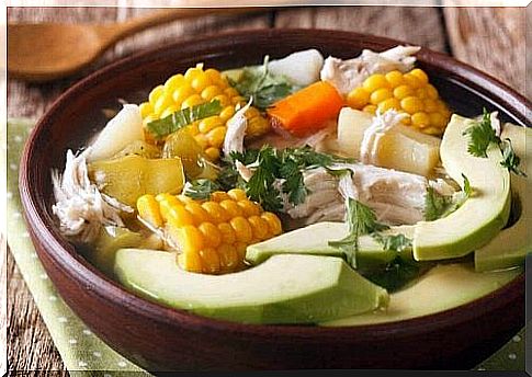 Ajiaco soup - on bowls