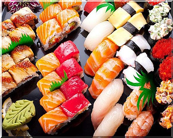 Colorful variations of sushi