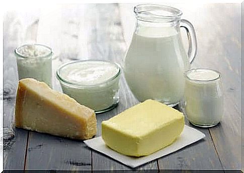 various dairy products and whole milk