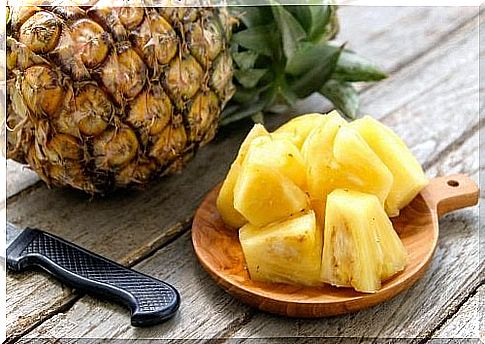 Pineapple on cutting board